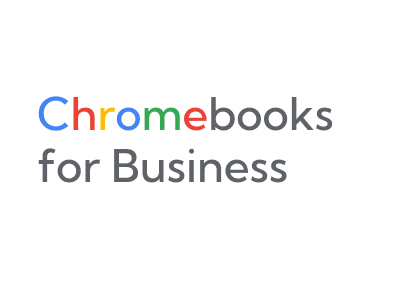 fondo blanco con texto "Chromebooks for Business"