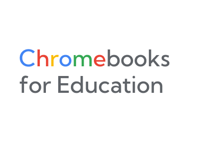 fondo blanco con texto "Chromebooks for Education"